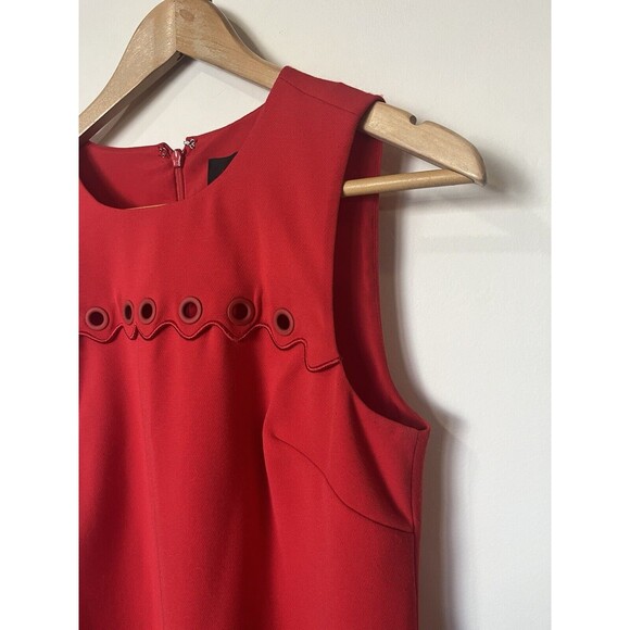 J Crew Cranberry Red Scalloped Hem Sleeveless Mini Shift Dress Size 2 - Picture 2 of 10